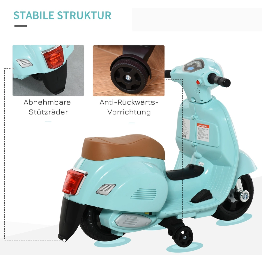 HOMCOM Elektrisches Kindermofa im Vespa Stil grün