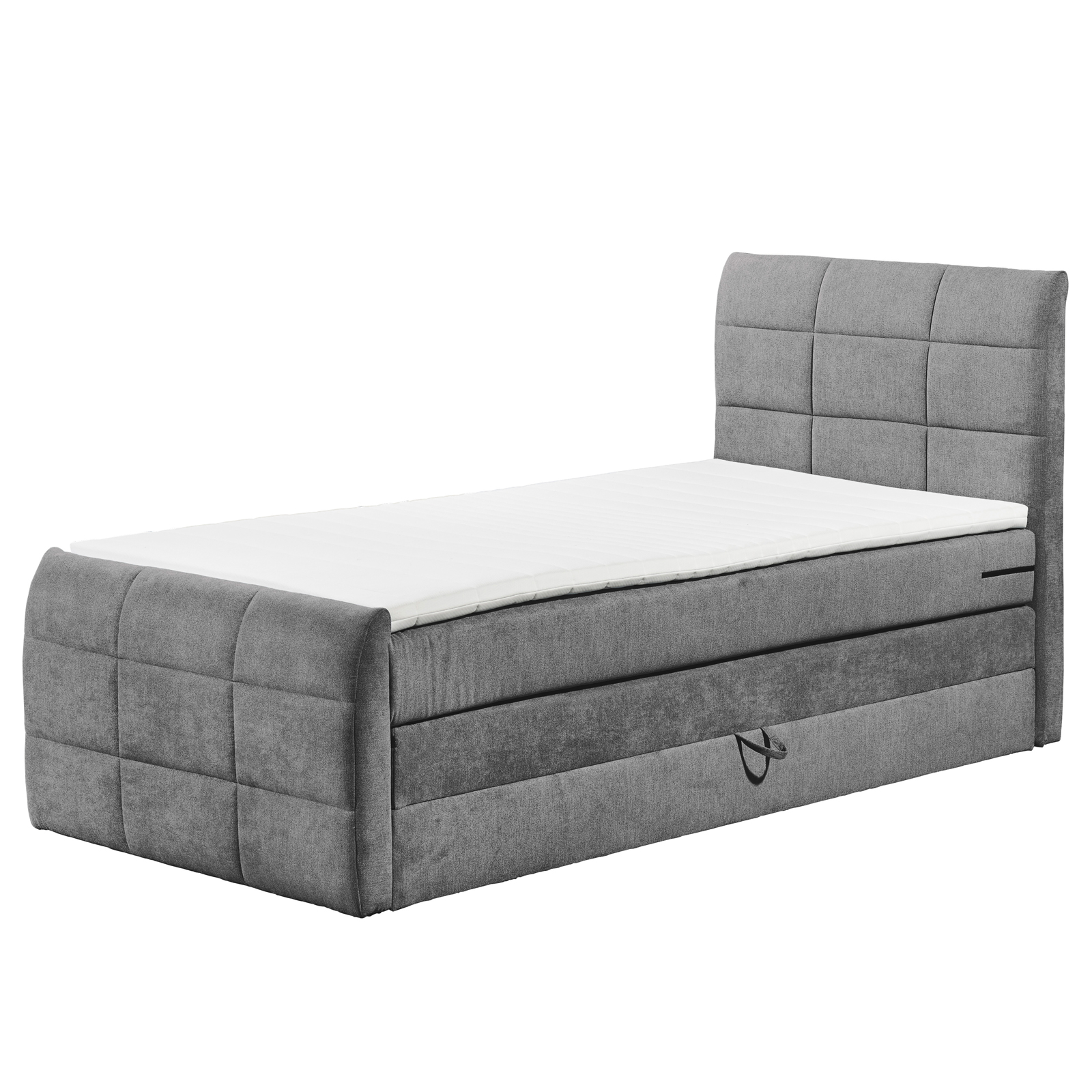 Boxspringbett - dunkelgrau - H2 - 100x200 cm