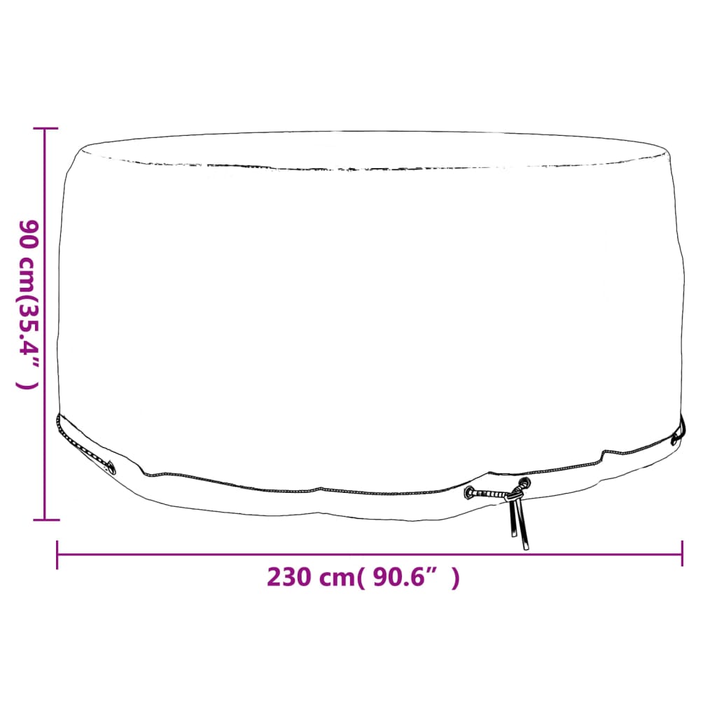 Housse pour meubles de jardin 10 œillets ø230x90 cm rond