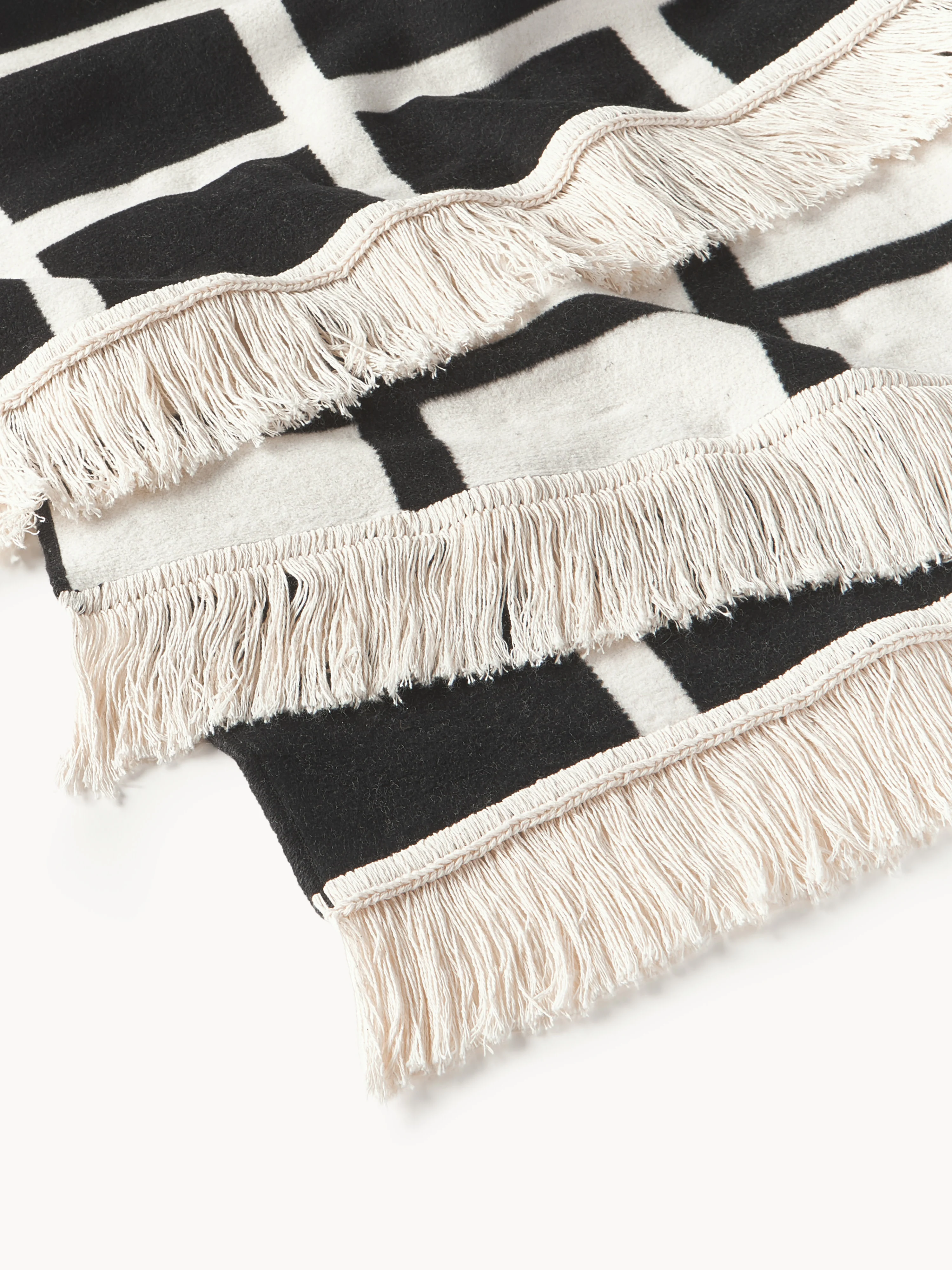 Zachte geruite plaid Edison met franjes
