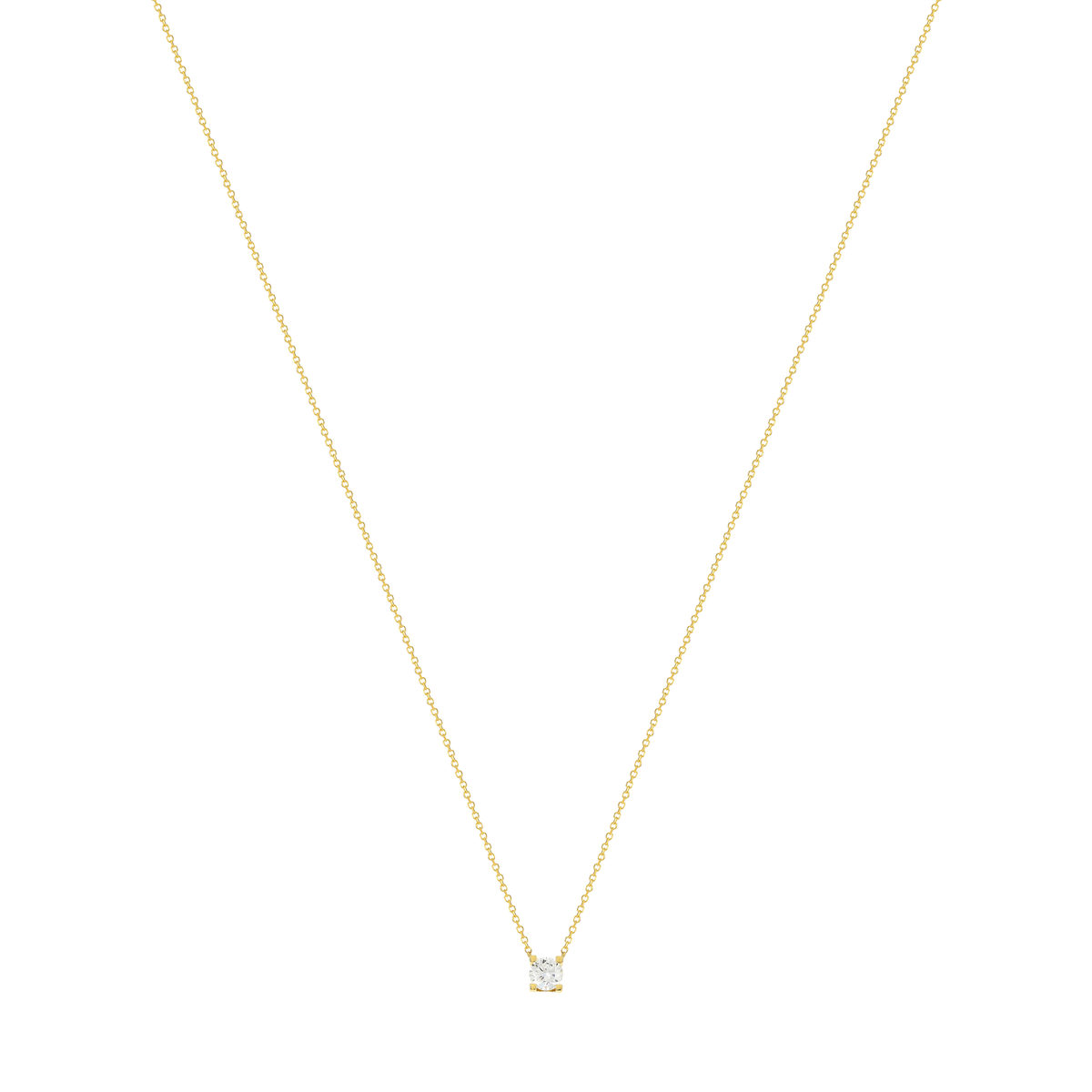 Collier or jaune 750 diamant synthétique 42 cm 0.50 carat