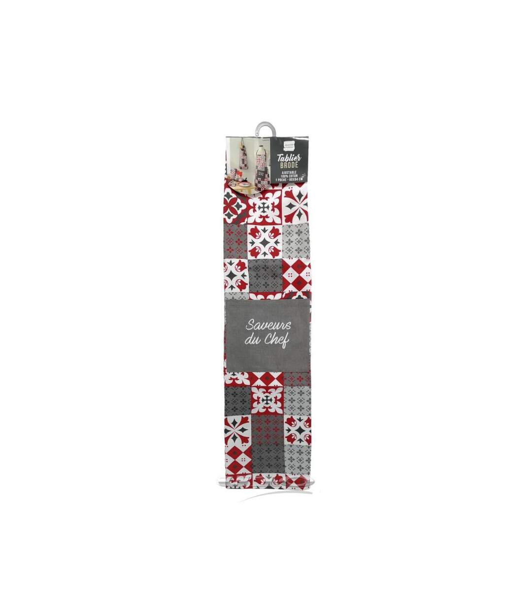 Tablier de Cuisine Credence 84cm Gris & Rouge