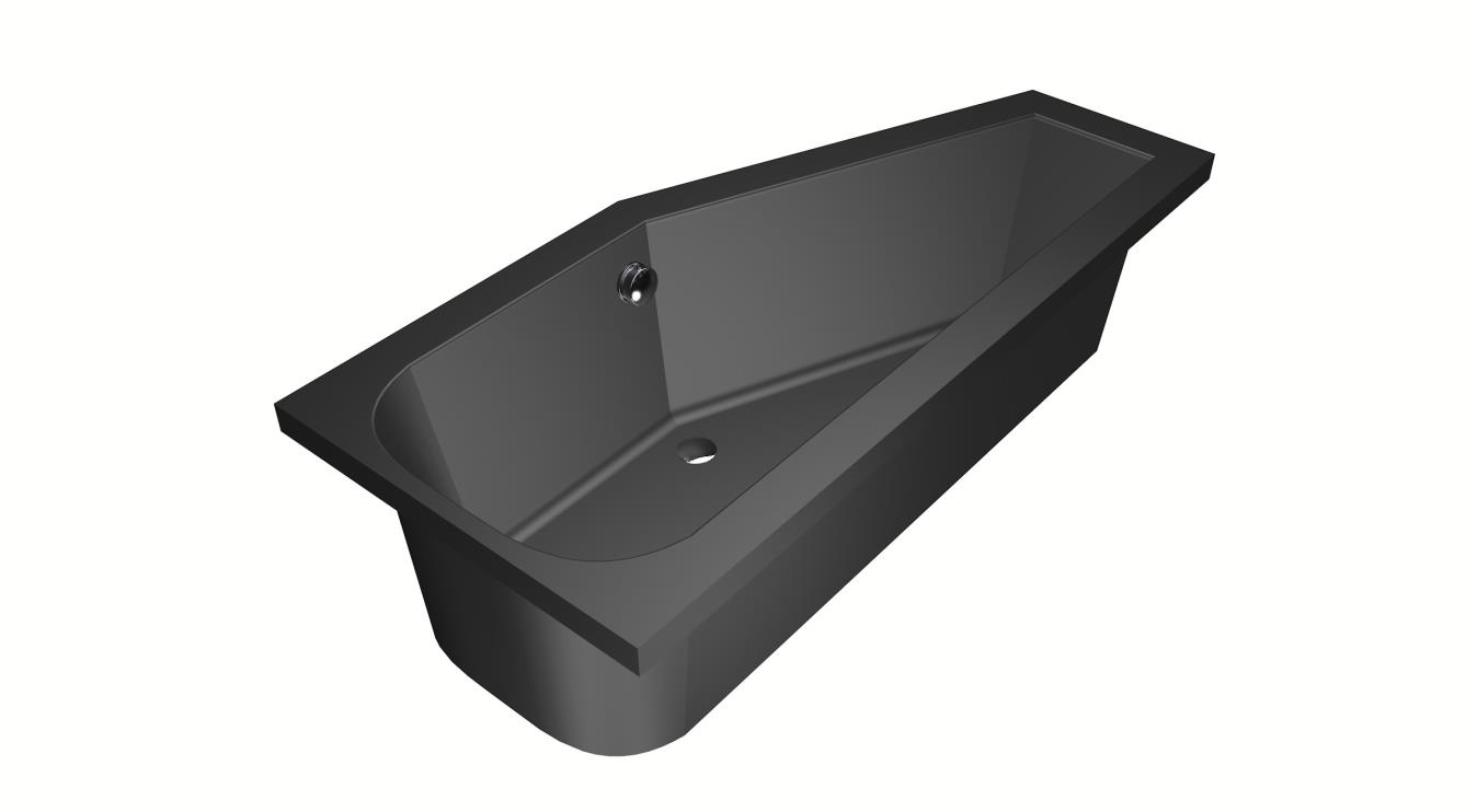 Xenz Lagoon Compact badkuip rechts 160x75x40cm ebony mat zwart