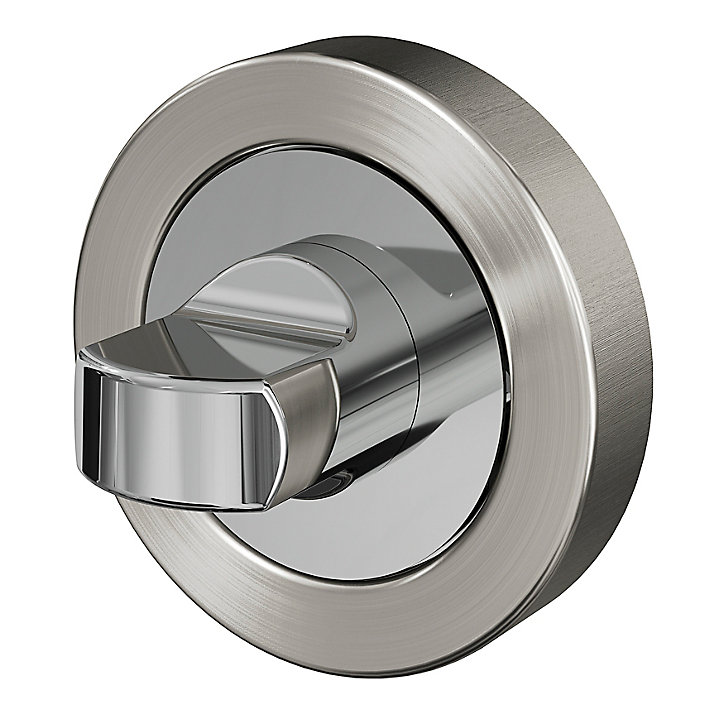 Rosace de fonction rond à visser à condamnation GoodHome Duod Zamac effet chrome et nickel satin gris Ø52mm