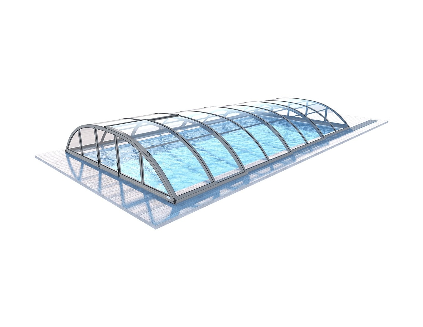 Abri de piscine horizon - 8,61x4,20 m - polycarbonate massif 3 mm - couleur ral7037 gris