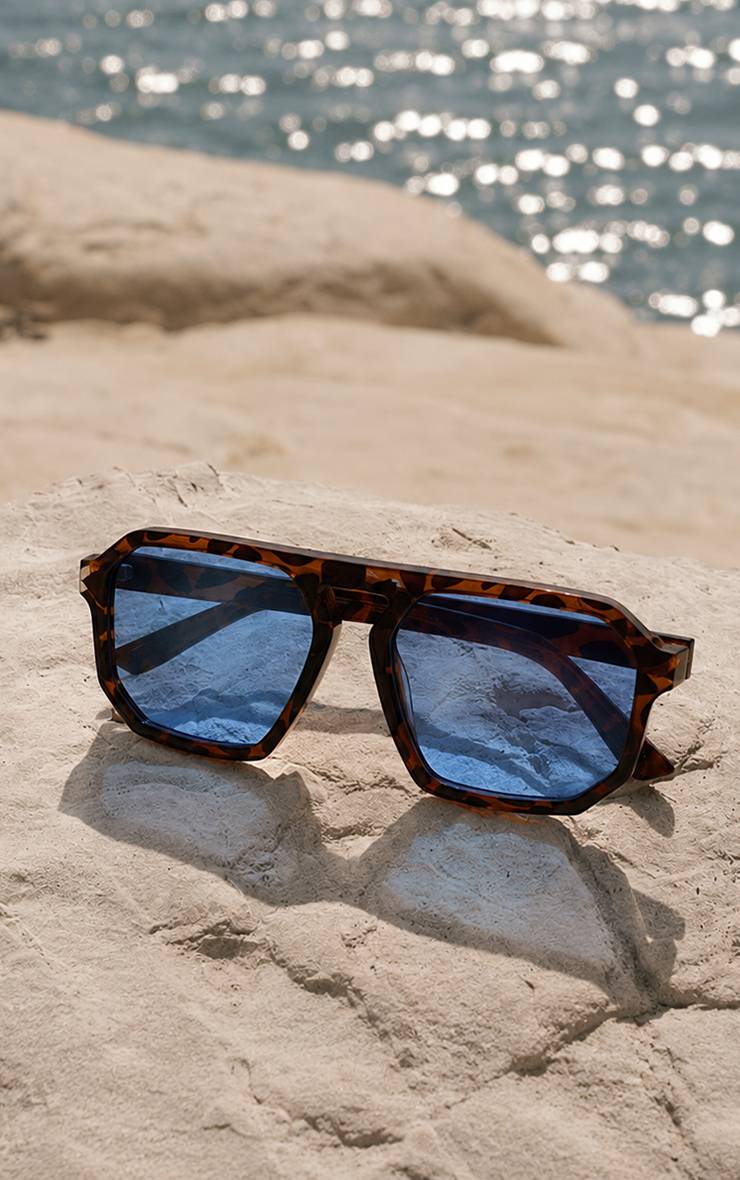 Tortoiseshell Lunettes De Soleil Aviateur À Verres Oranges