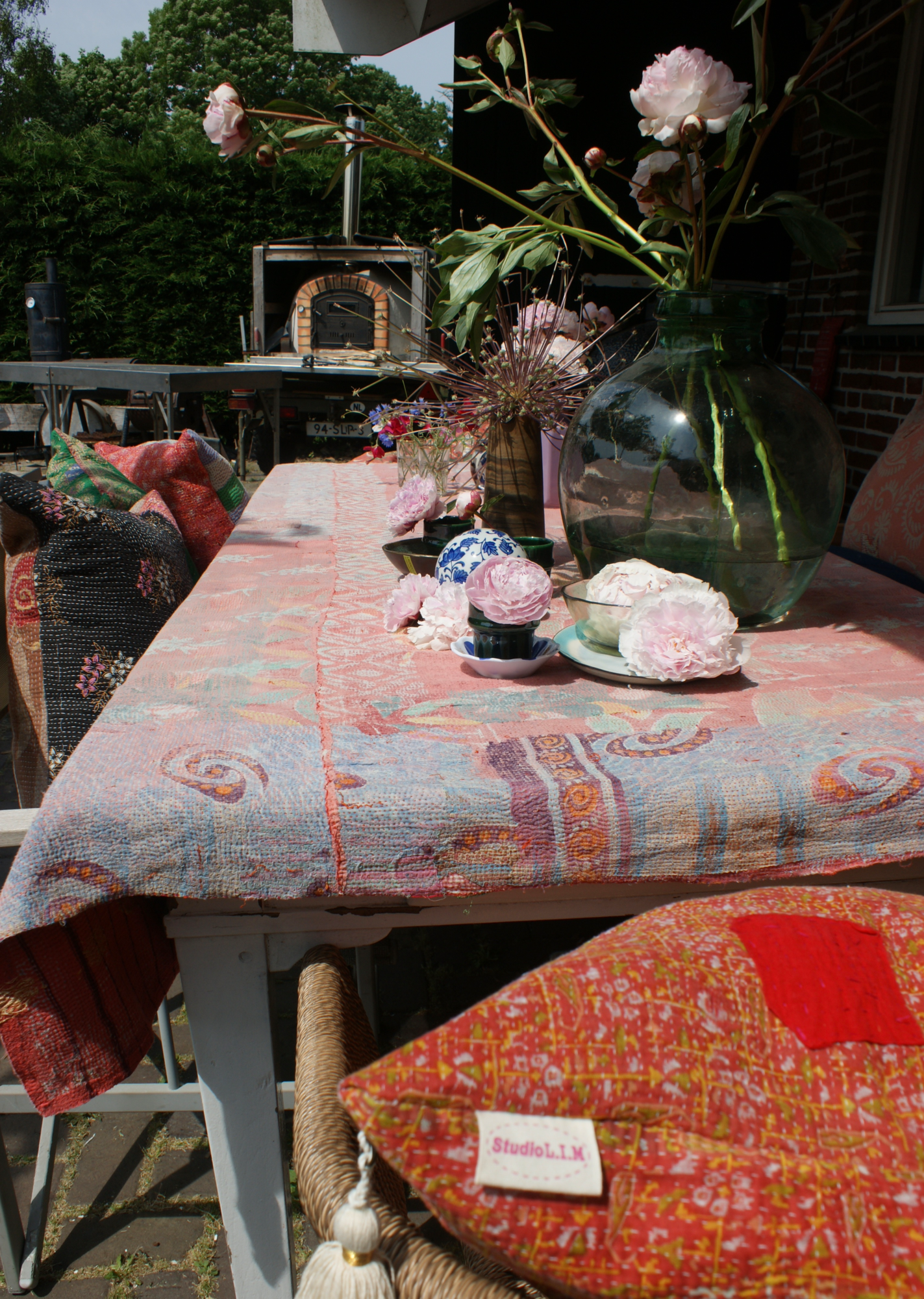 Kussen Kantha vintage 50x70 cm green
