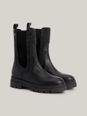 Botas Chelsea de couro contrastante
