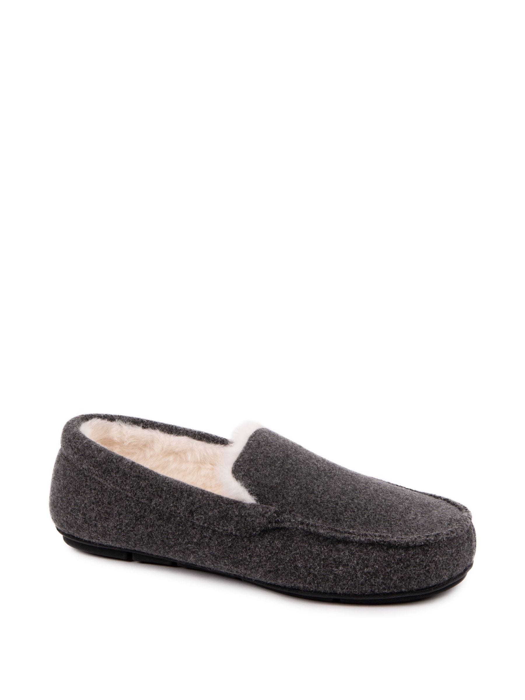 Totes Toasties Mens Felt Moccasin Slippers With Sherpa Lining