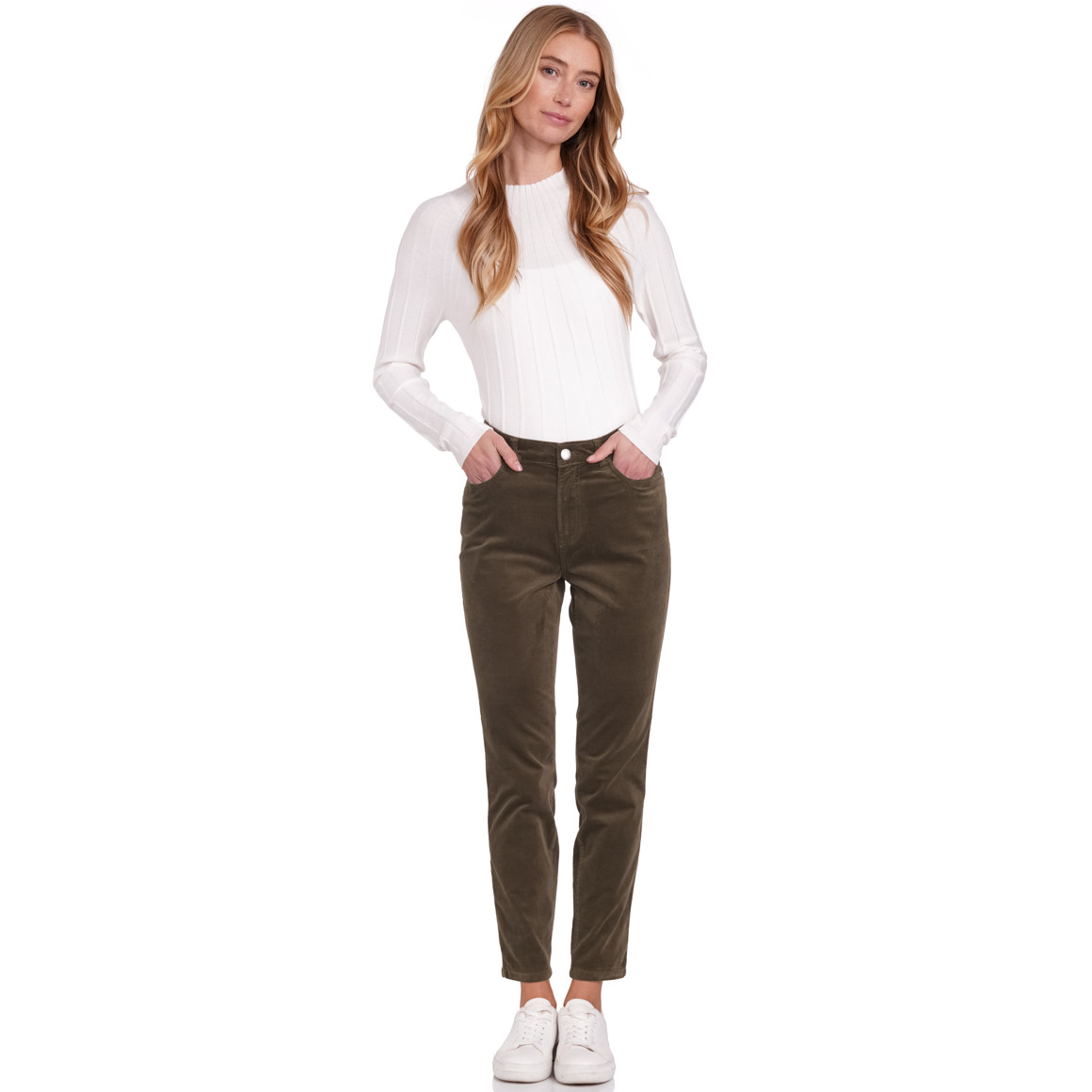 Gina Benotti Damen Samthose mit Slim-Fit braun