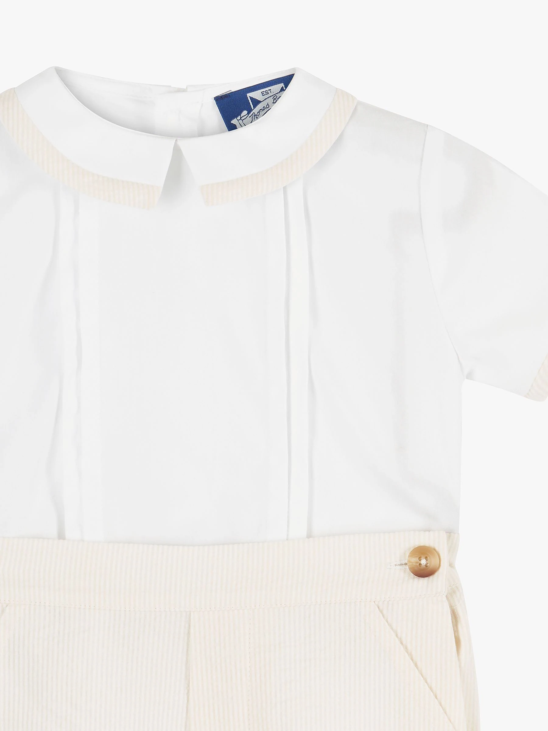Trotters London Little 100% katoenen Rupert set in havermout/wit