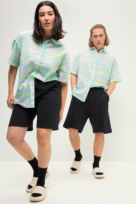Sweat-Bermuda, Wide Legs, Elastikbund, Unisex