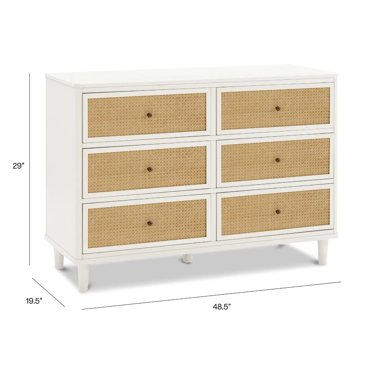 DaVinci Bureau 6 Tiroirs Marin - Blanc Chaud et Rotin