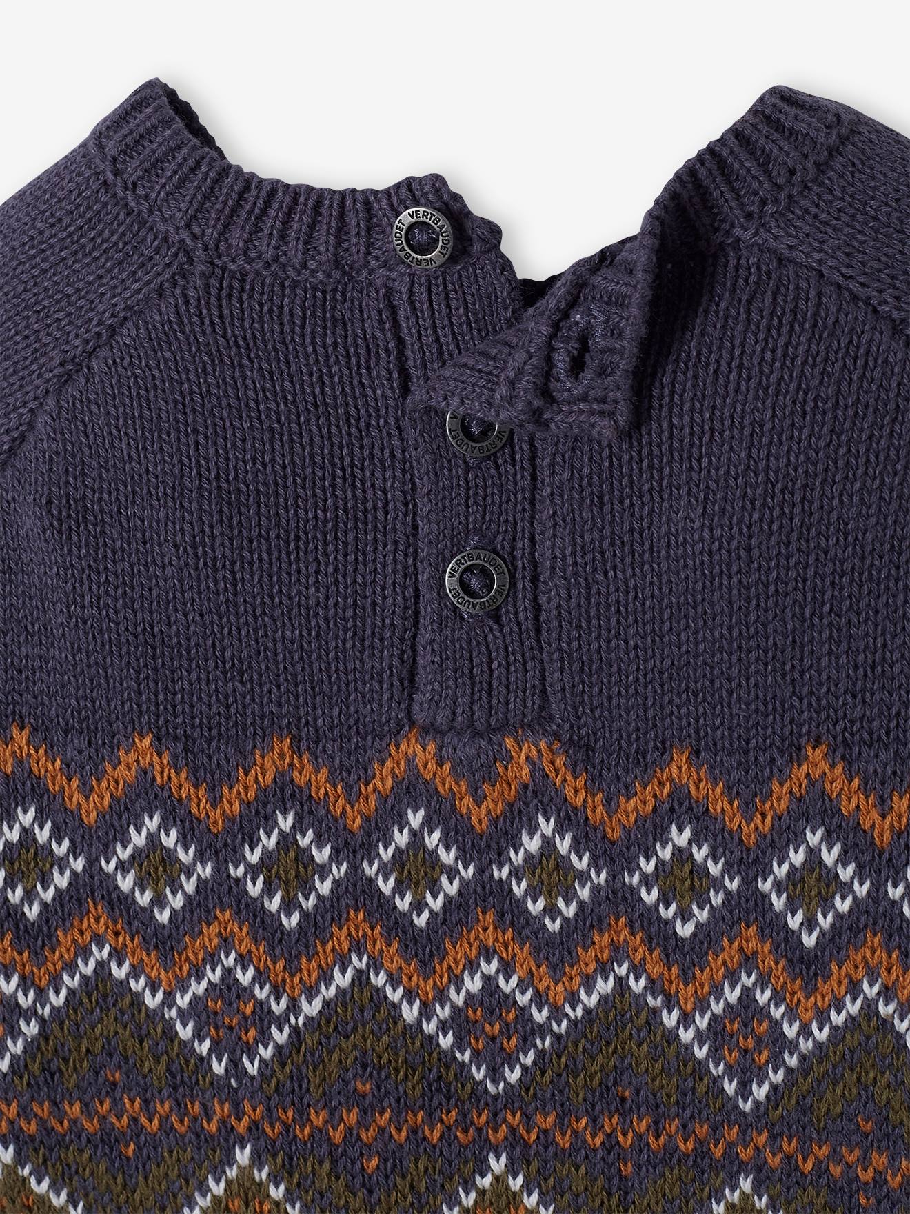 Suéter de bebê em jacquard cor canela