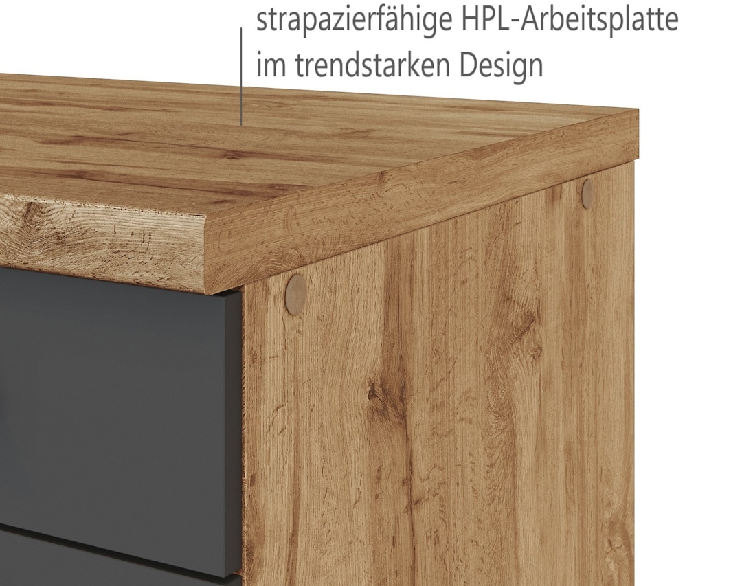 Winkelzeile Odense Anthrazit/Wotan Eiche NB 210/210x200x60cm