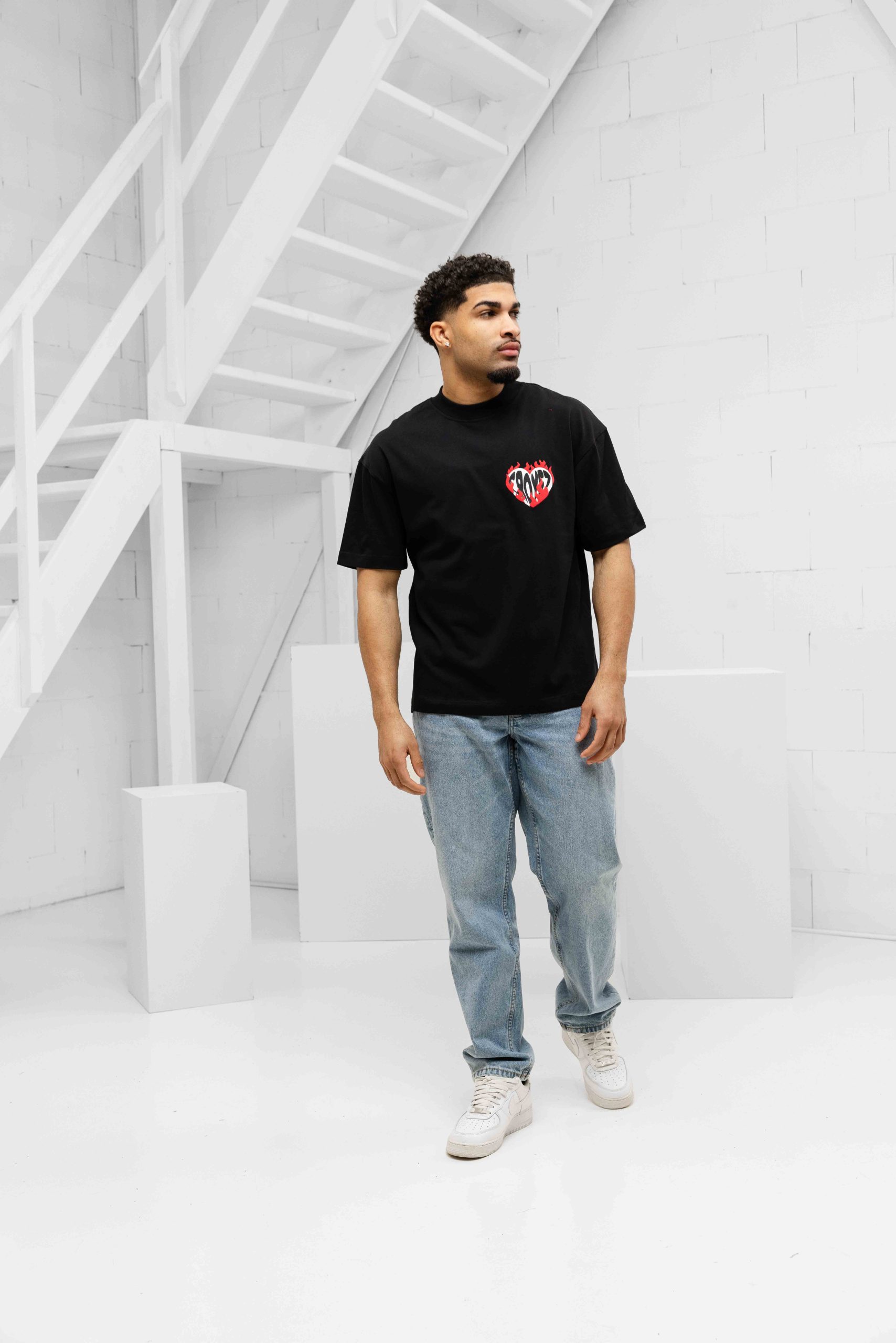 Croyez Heart On Fire T-Shirt Heren Zwart