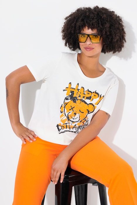 T-Shirt, Boxy Fit, Teddy-Motiv, Halbarm