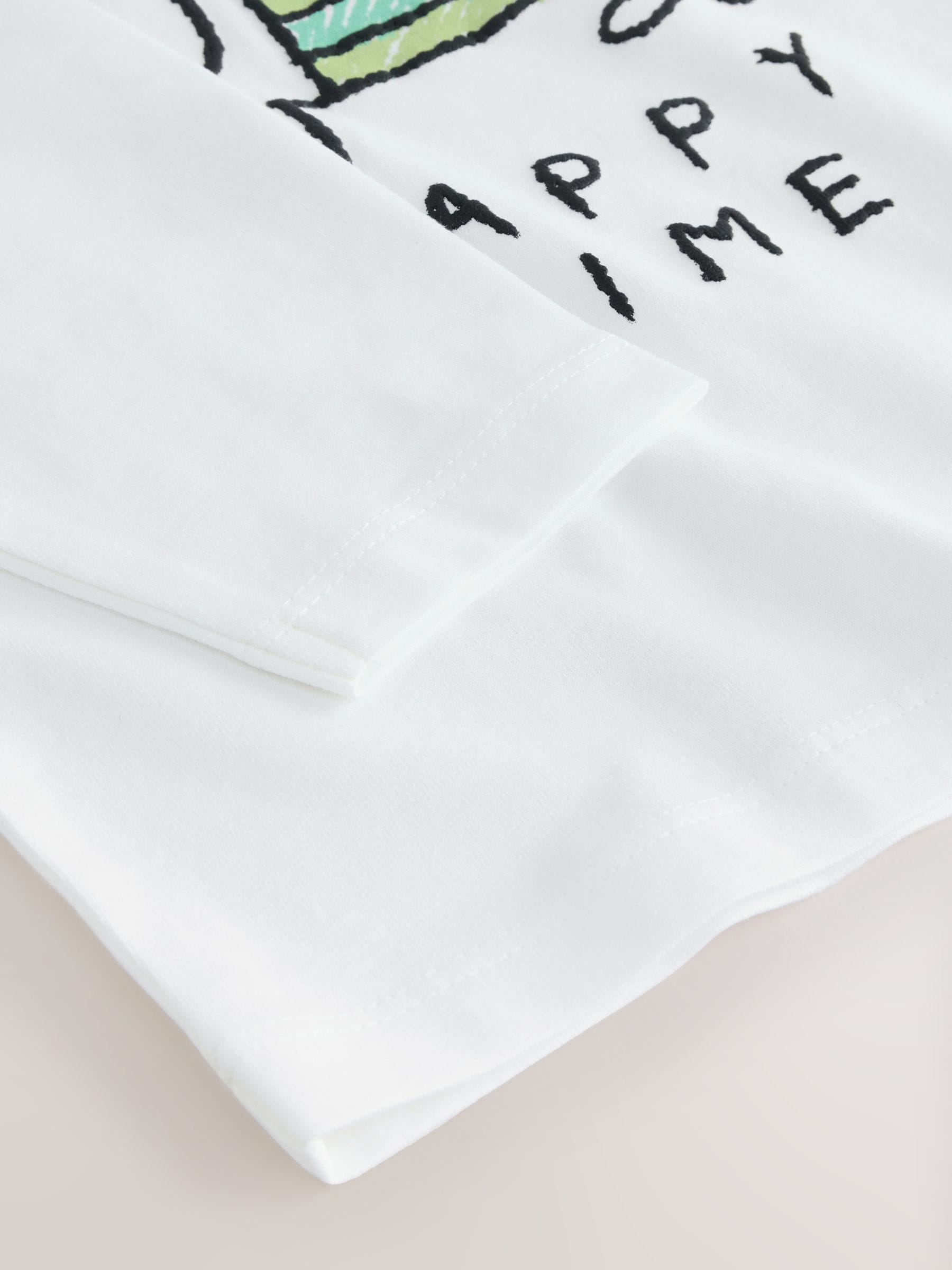 White Happy Time Dog - T-shirt met lange mouwen en print (3mnd-8jr)