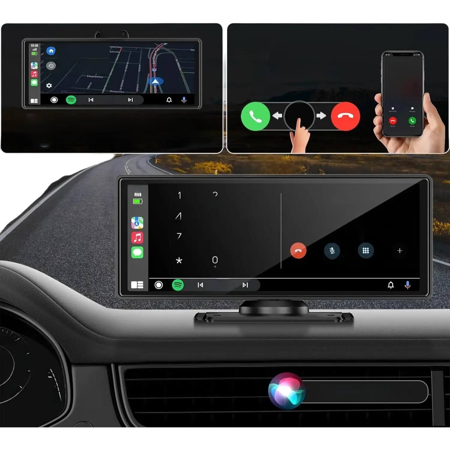 10/11.26 pouces 4K DVR sans fil CarPlay et Android Auto Dash Cam Bluetooth Audio GPS Navigation