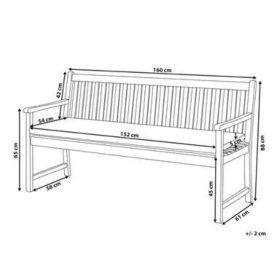 VIVARA L - Tuinbank - Lichte houtkleur/Beige - FSC® acaciahout