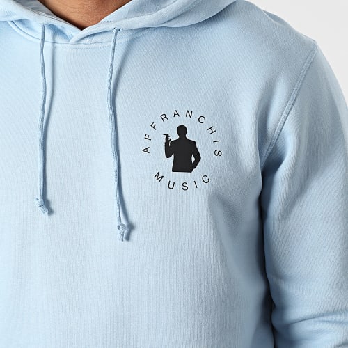 Sweat Capuche Vertical Back Bleu Ciel Noir