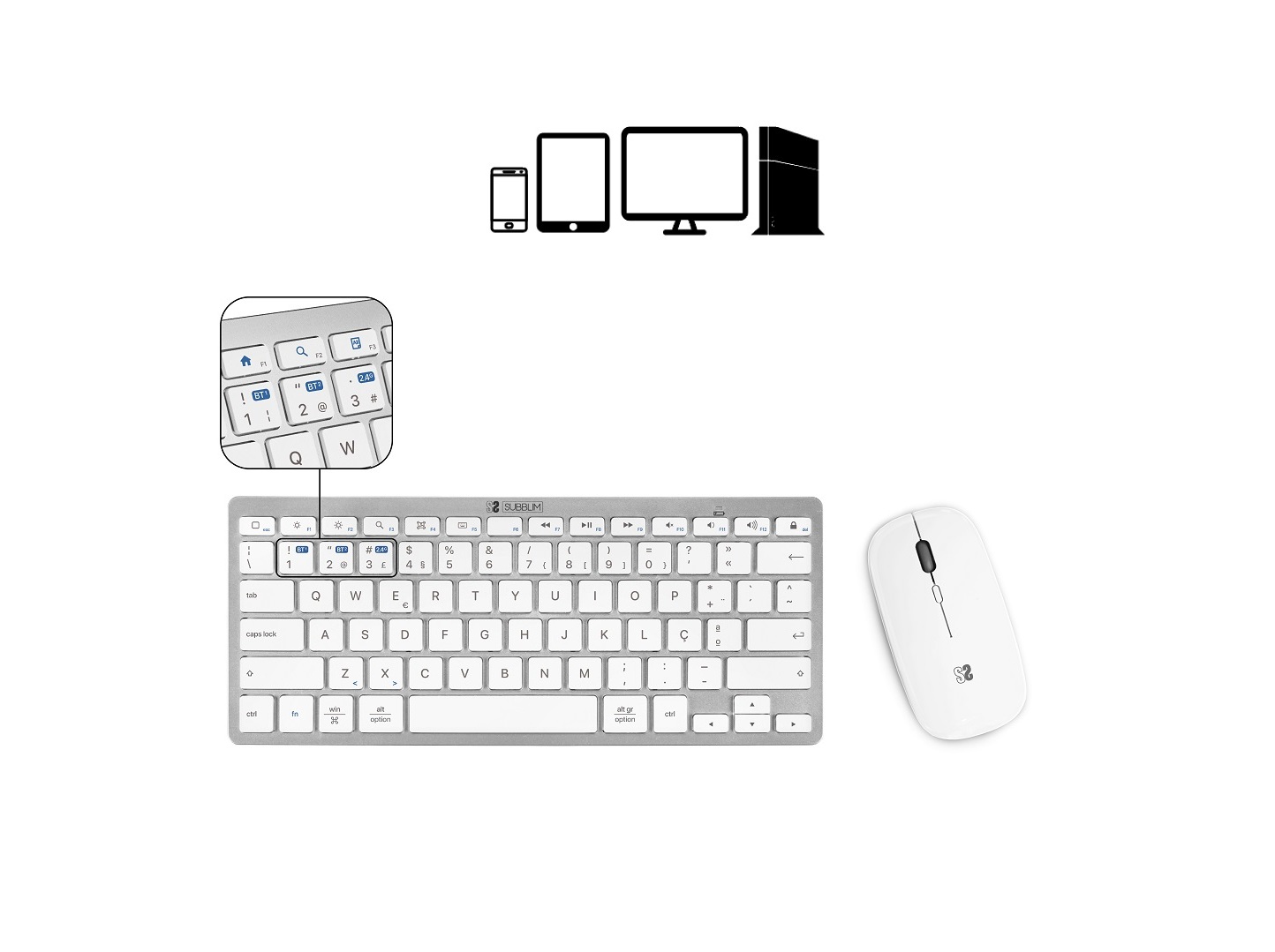 TECLADO   RATO SEM FIOS SUBBLIM SUBKBC-OCO015 MULTIDISPOSITIVOS