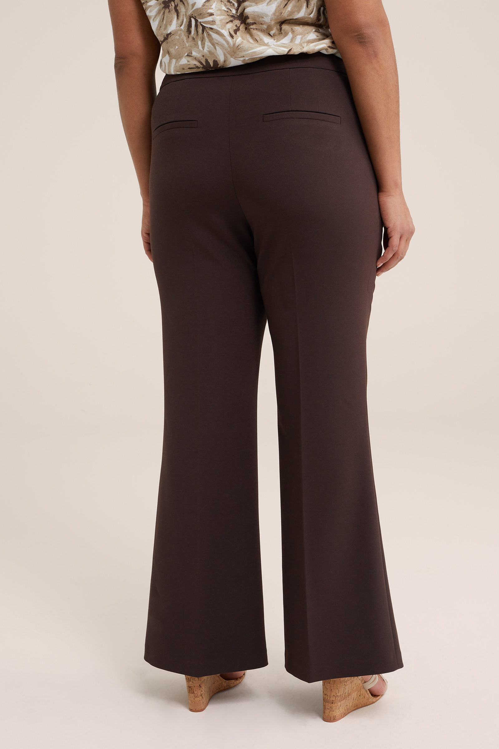 flared pantalon - Curve WE Fashion Donkerbruin