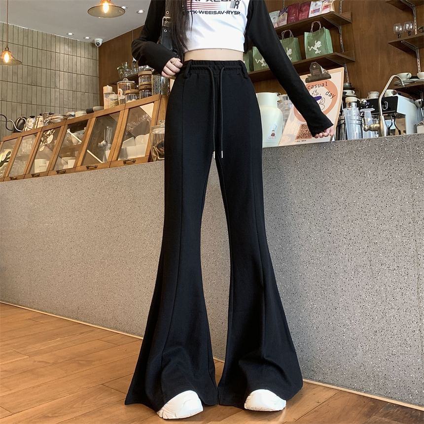Horrysonie - Effen wijde broek met trekkoordtaille