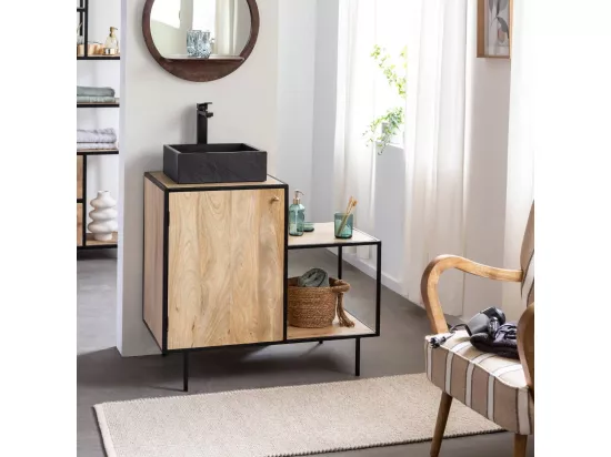 Meuble sous vasque en bois de manguier et métal Agathe