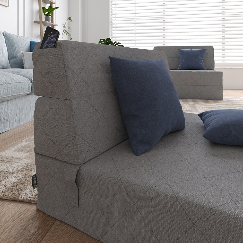 Vicco Sofa Lima Grau 100 cm mit Schlaffunktion