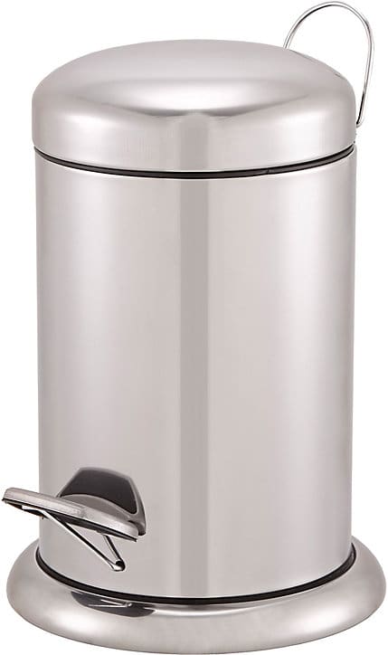 Poubelle de salle de bains ronde 3 litres GoodHome Korana en acier inoxydable coloris argent l.17 x P.23 x H.29,5 cm