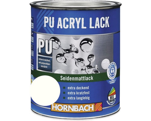 HORNBACH Kleurverf PU Acrylverf zijdeglans gletsjerwit 750 ml