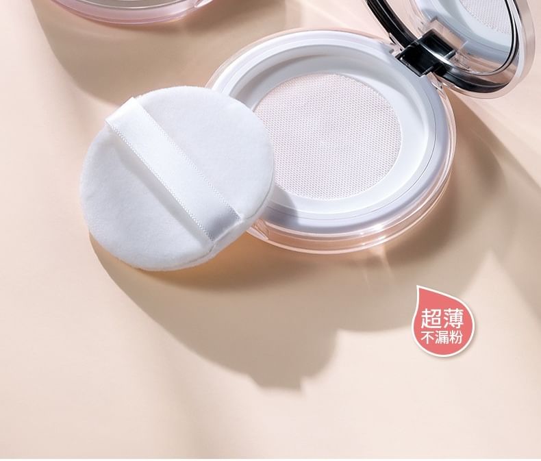 Puremantis - Set: Make-uppoedercontainer met spiegel + poederdons + maatschepje
