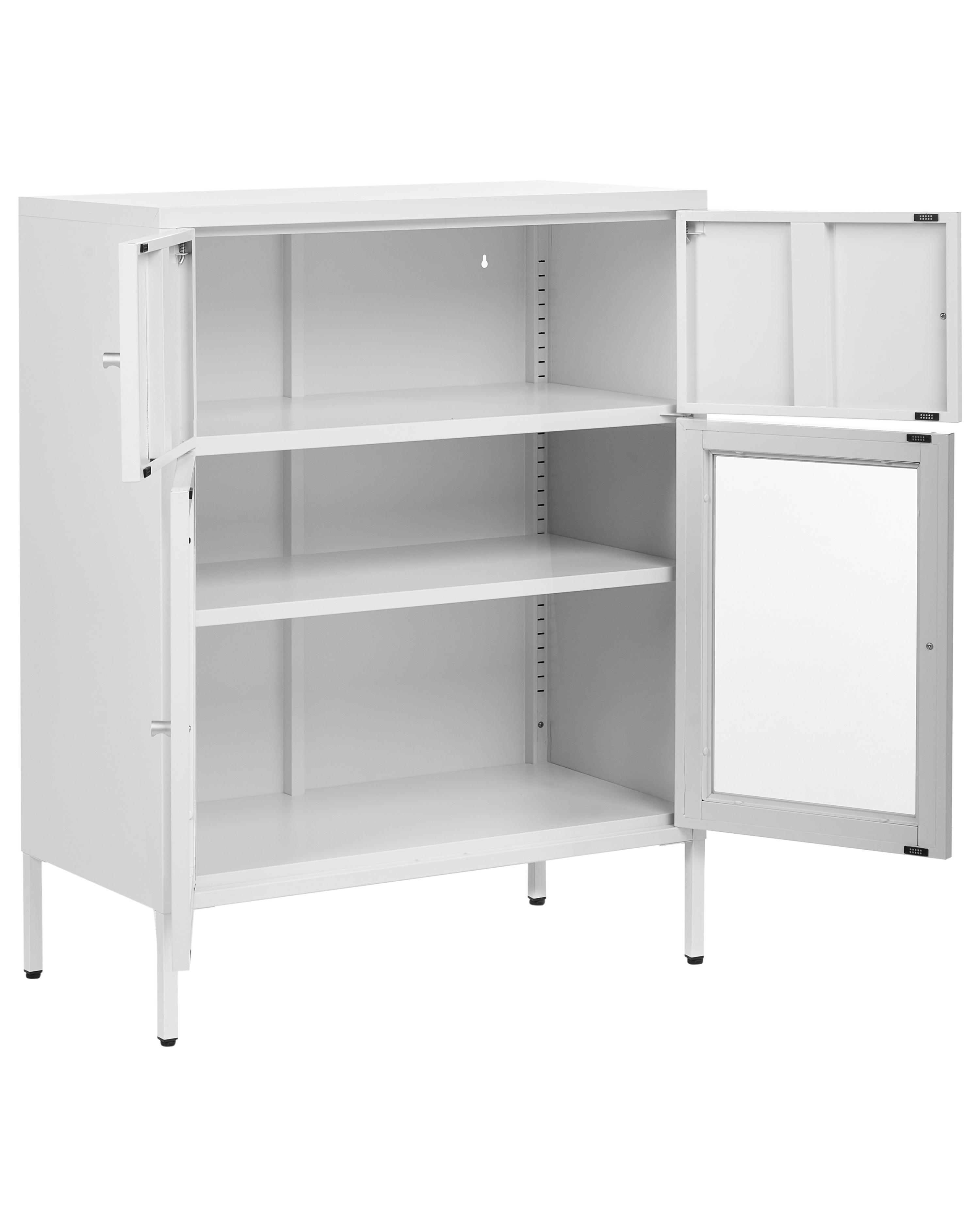 Dressoir met glazen deuren ESHOLT Metaal 80 cm Wit