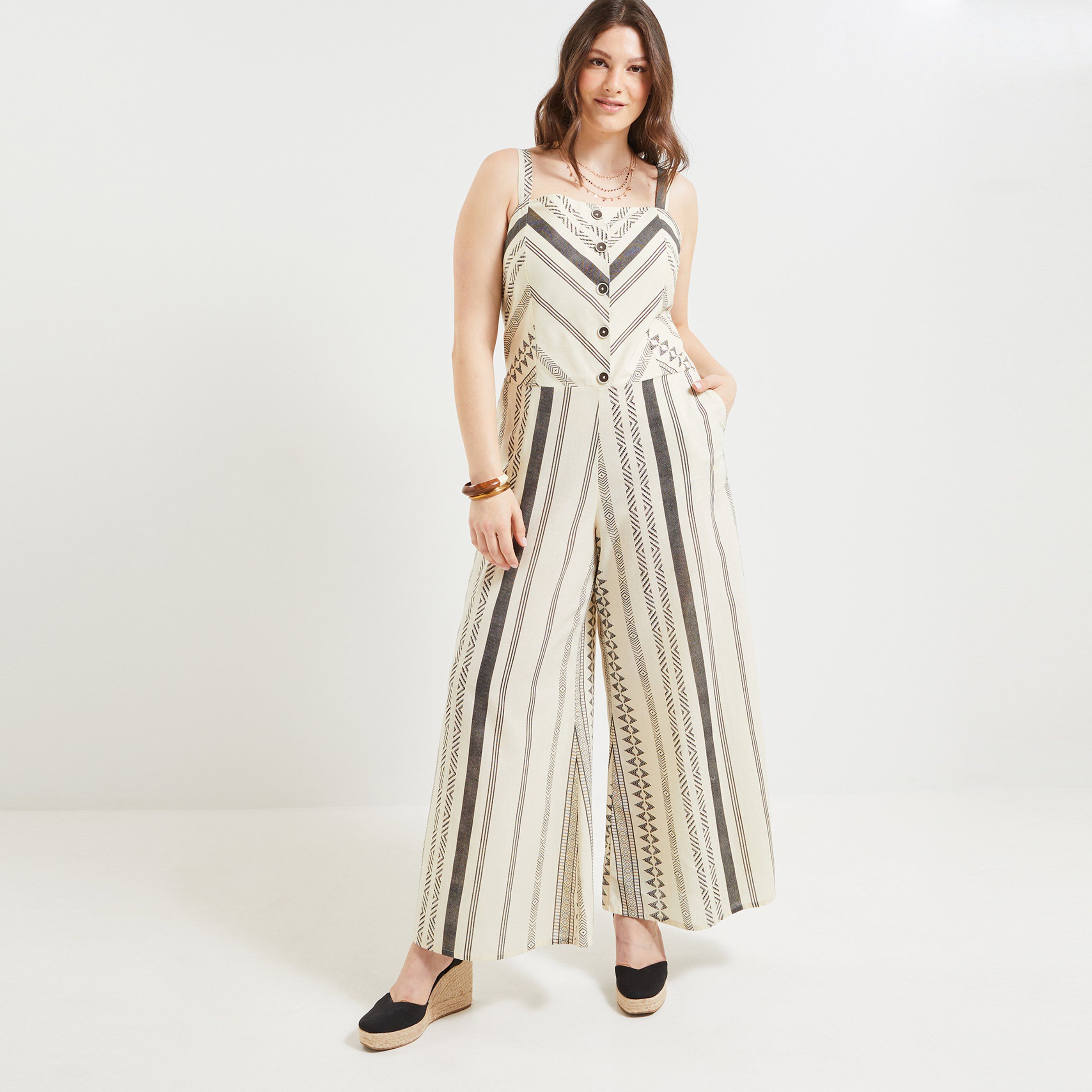 Combinaison larges bretelles femme - ECRU