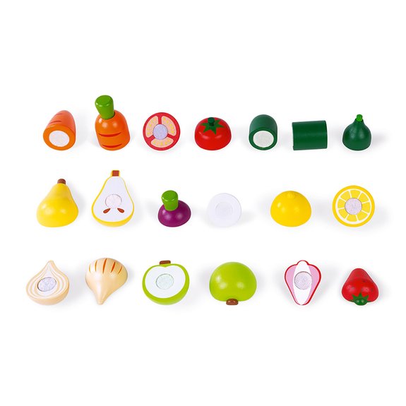 Maxi set de fruits et légumes en bois à découper