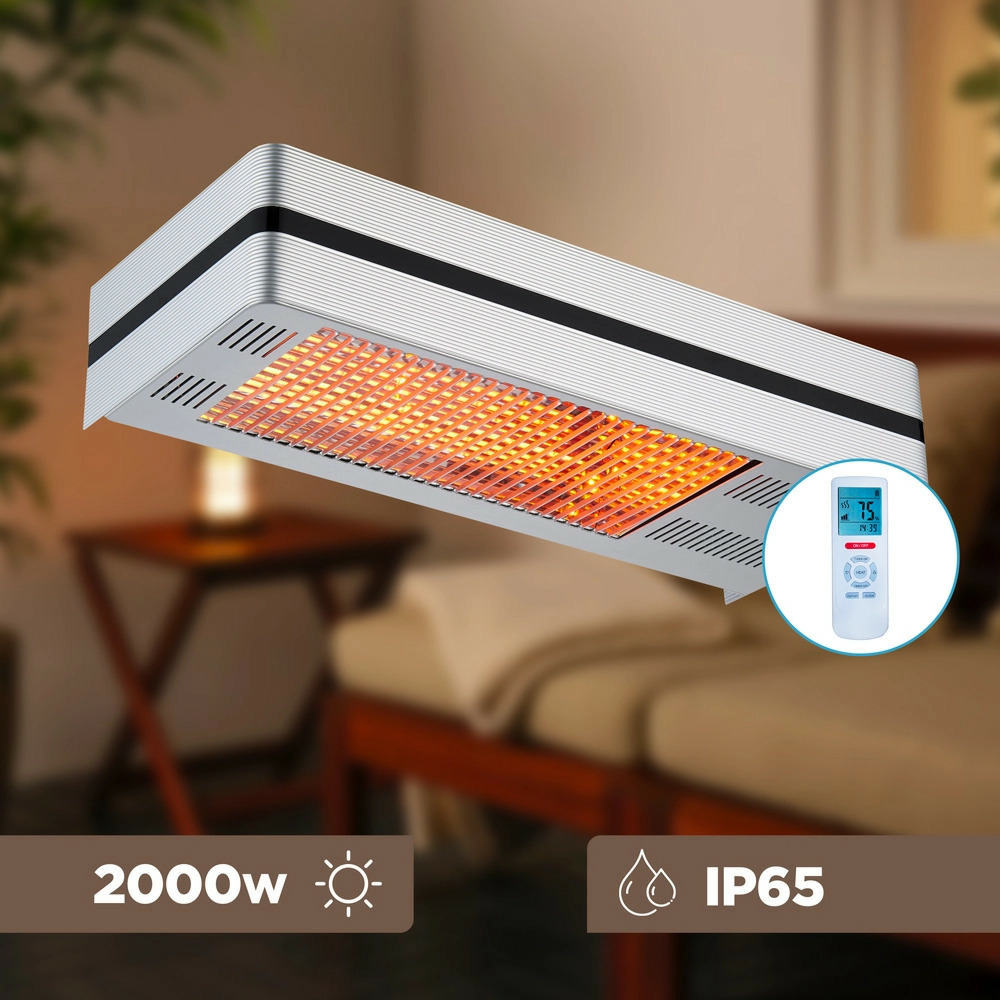 Chauffage de terrasse infrarouge argente 2000w sined caldo i box