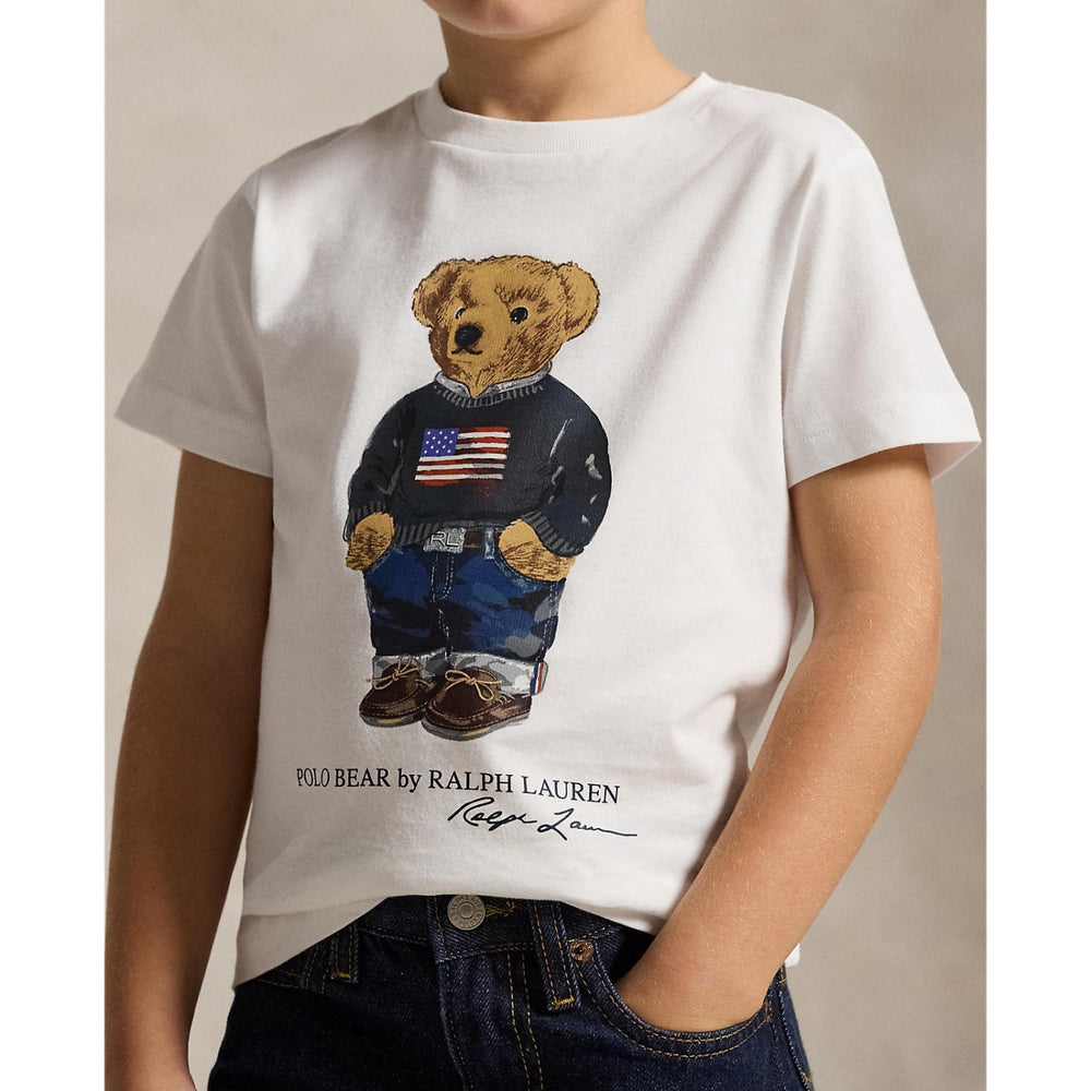 Køb Polo Ralph Lauren White Core Bear Boy T-Shirt