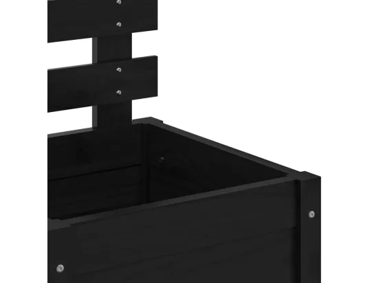Jardinière avec support noir 39x39,5x114 bois de pin massif