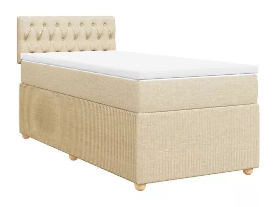 Sommier à lattes de lit et matelas Crème 90x190 cm Tissu