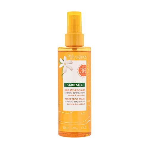 Klorane - Solaire - Huile sèche solaire SPF 30 au Monoï et Tamanu BIO - Corps et Cheveux 200ml