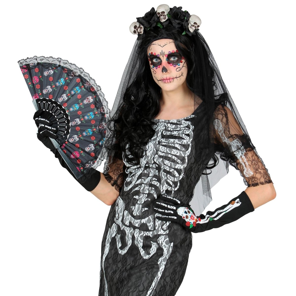 Dia De Los Muertos Handschoenen 40cm
