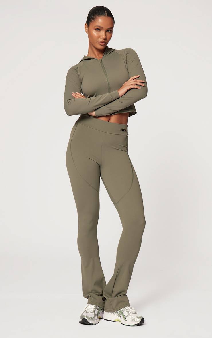Vert Olive Veste De Sport À Casynthétiqueche Sculptante Manches Longues