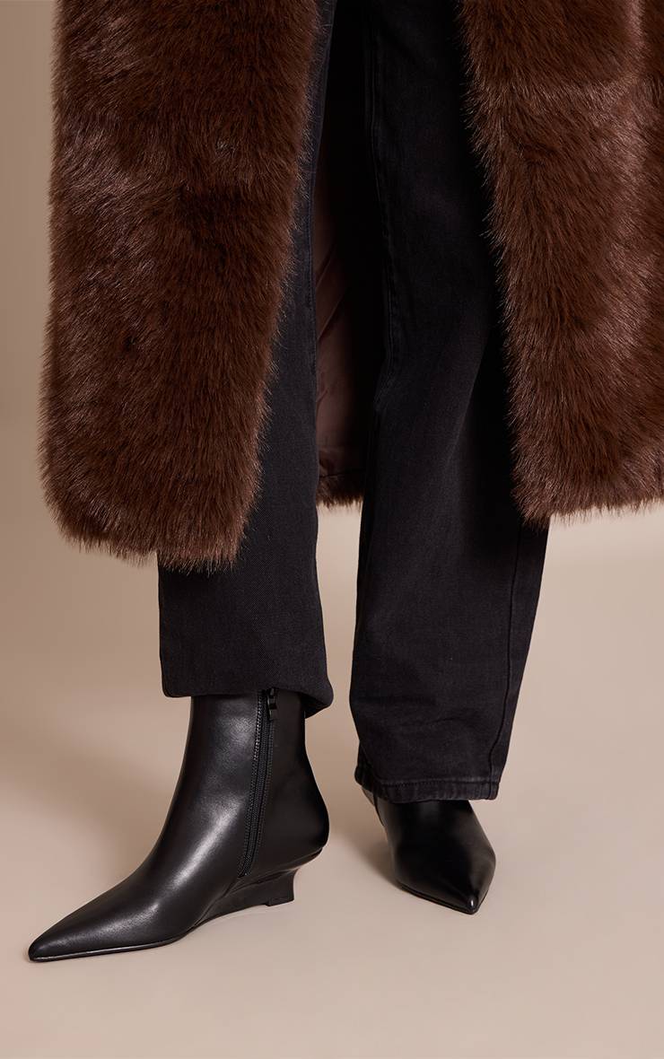 Noir Bottines Compensées À Talon Chaton En Synthétiquecuir