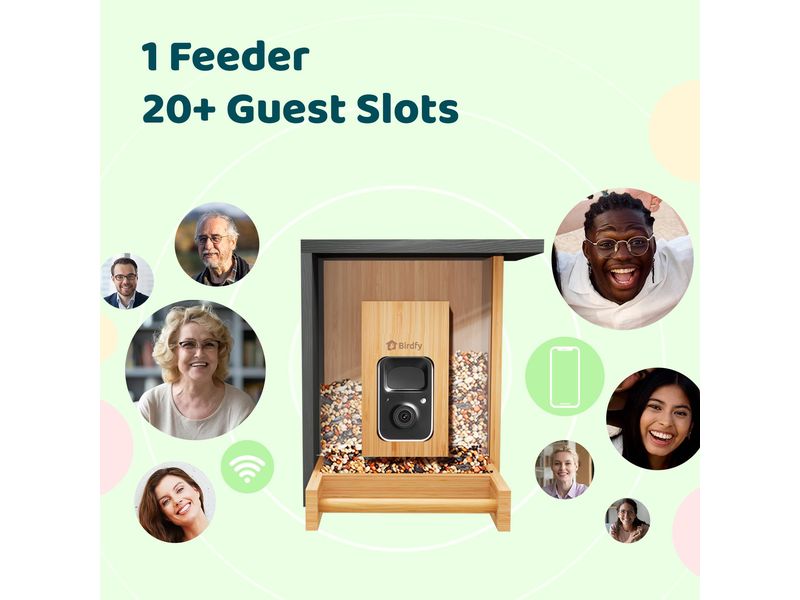 Birdfy Futterspender FSC Bambus Mini Solar Vogelfutterspender mit Kamera und Lifetime AI