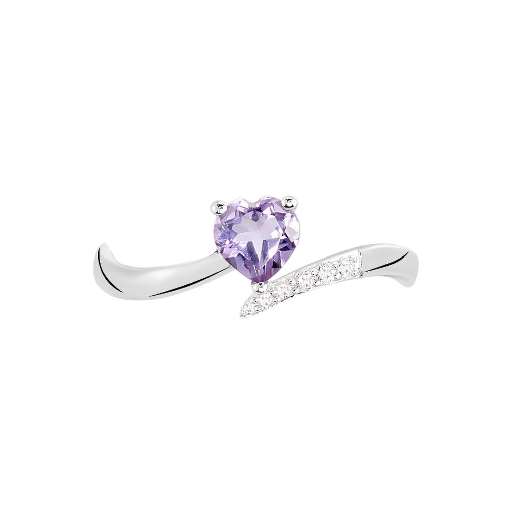 Bague Eva Or Blanc Amethyste Et Diamant