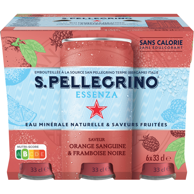 San Pellegrino Essenza Blutorange-schwarze Himbeere, 33 cl, 6 Stück