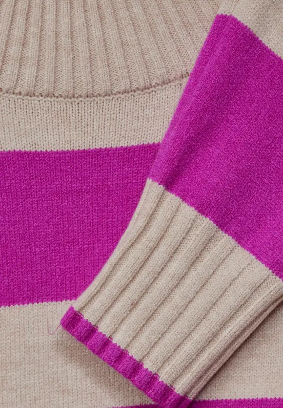 Streifen Strickpullover - purple cozy pink