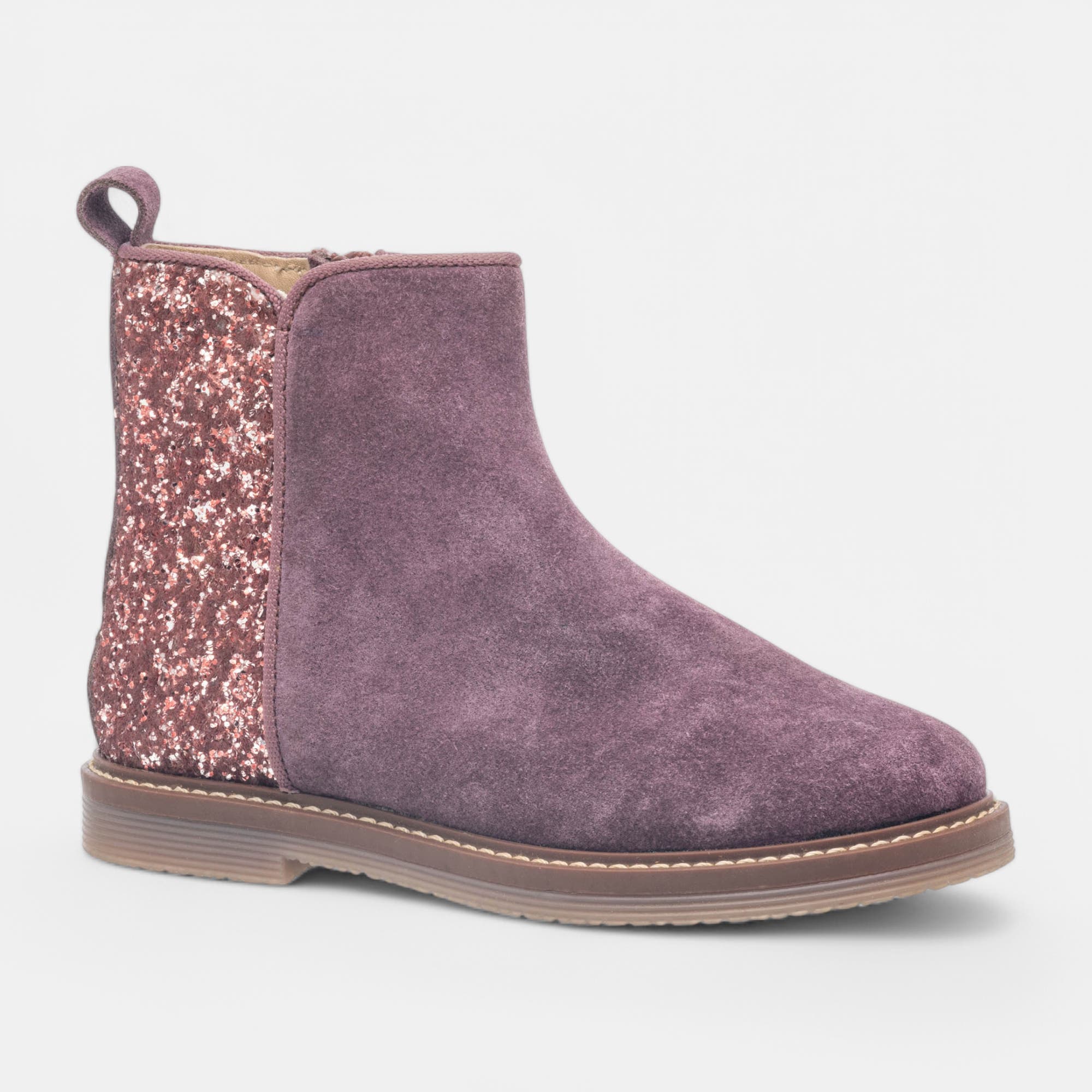 Bottines Fille en cuir violet