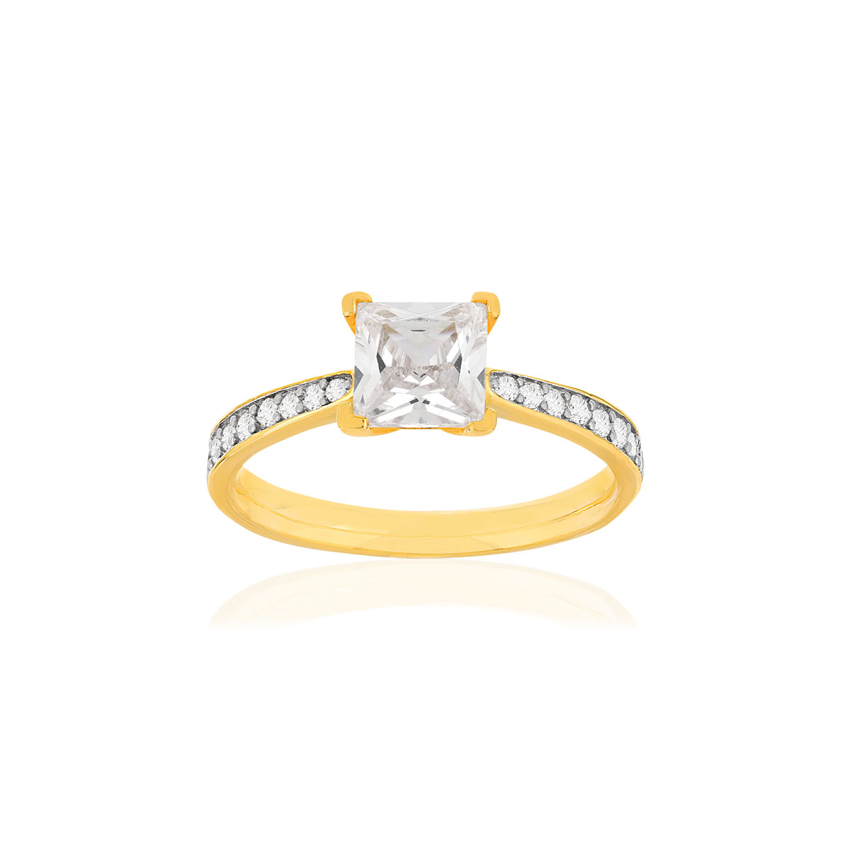 Bague plaque or 2 tons zirconias